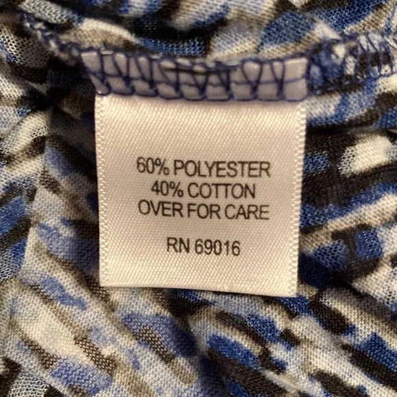 Relativity Blue Black White Abstract Design Cap Sleeve Top - Sz M - Picture 4 of 7